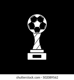 Soccer Winner Cup Flat Icon On Black Background