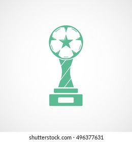 Soccer Winner Cup Green Flat Icon On White Background