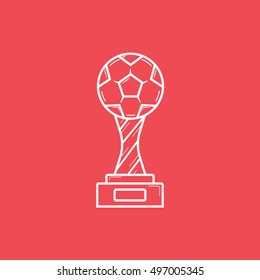 Soccer Winner Cup Line Icon On Red Background