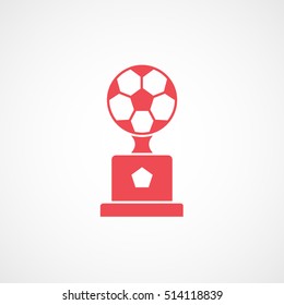 Soccer Winner Cup Red Flat Icon On White Background