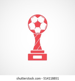 Soccer Winner Cup Red Flat Icon On White Background