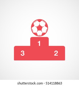 Soccer Winner Place Red Flat Icon On White Background