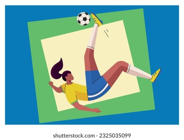 Soccer woman kicking the ball