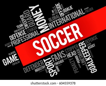 Soccer word cloud collage, sport concept background