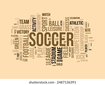 Soccer wordcloud template. Sport concept vector background.