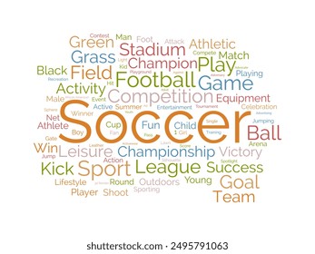 Soccer wordcloud template. Sport concept vector background.