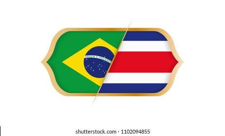 Campeonato Mundial de Fútbol Brasil vs Costa Rica. Ilustración vectorial.