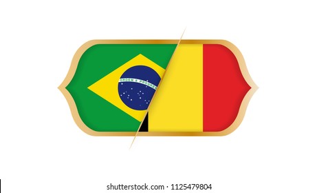 Soccer world championship Brazil vs Belgium. Vector illustration.