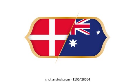 Soccer world championship Denmark vs Australia. Vector illustration.