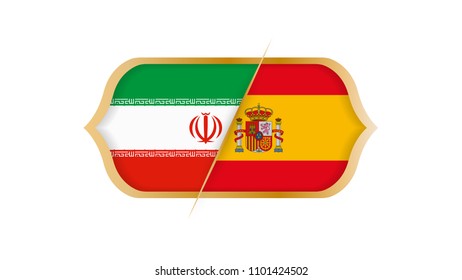 Soccer world championship Iran vs Spain. Vector illustration.