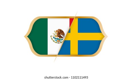 Soccer world championship Mexico vs Sweden. Vector illustration.