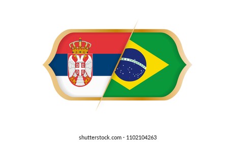 Soccer world championship Serbia vs Brazil. Vector illustration.