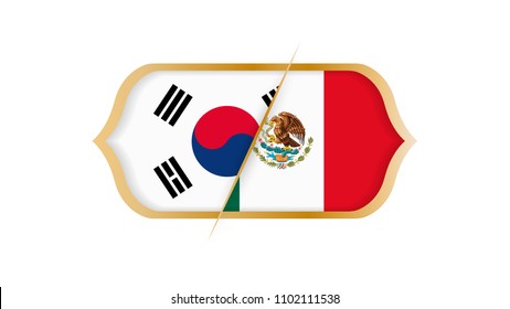 Soccer world championship South Korea vs Mexico. Vector illustration.