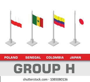 Soccer world championship tournament 2018 team group. Group H Poland,  Senegal,  Columbia,  Japan.