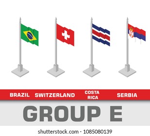 Soccer world championship tournament 2018 team group. Group F Brazil, Switzerland, Costa Rica, Serbia.