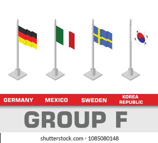 Soccer world championship tournament 2018 team group. Group F Germany, Mexico, Sweden, Korea Republic.