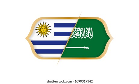 Soccer world championship Uruguay vs Saudi Arabia. Vector illustration.