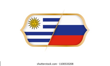 Soccer world championship Uruguay vs Russia. Vector illustration.