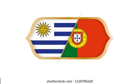 Soccer world championship Uruguay vs Portugal. Vector illustration.