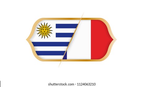 Soccer world championship Uruguay vs France. Vector illustration.