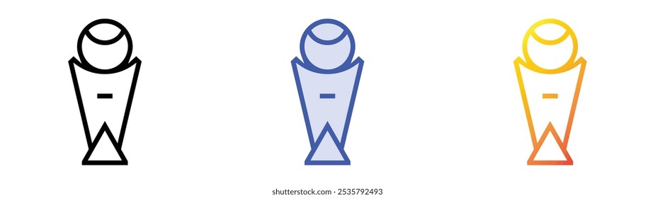 Icono de la Copa Mundial de Fútbol. Lineal, relleno azul y diseño de estilo degradado aislado sobre fondo blanco