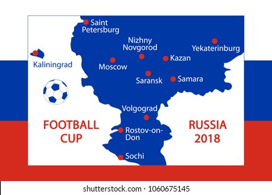 Torneo mundial de fútbol Diseño gráfico que representa los lugares de los campeonatos de fútbol.