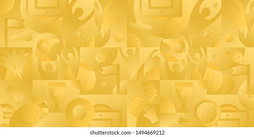 Soccer yellow background, football accessories, USA 2026 trend, vector illustration