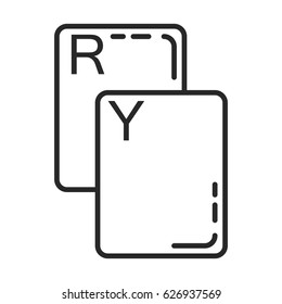 soccer yellow and red card vector icon in simple outline style. This icon are perfect for your websites and applications.
