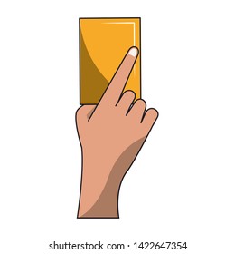 Soccer yellow referee card sport cartoons vector illustration graphic design