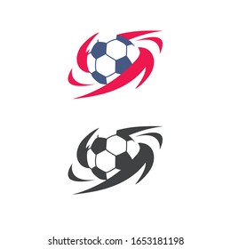 Soccerball Logo With Red Twirl Vector For Sport Logo Eps 10