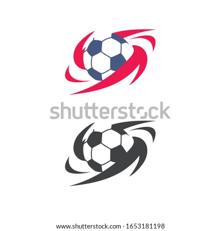 soccerball logo with red twirl vector for sport logo eps 10