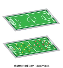 The soccer-football field, empty and with tactic scheme on a white background