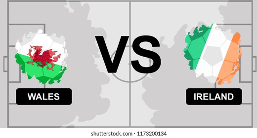 Soccer/Football Matches Wales VS Ireland template illustration