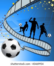 Soccer/Football Player on blue film Background Original Vector Illustration