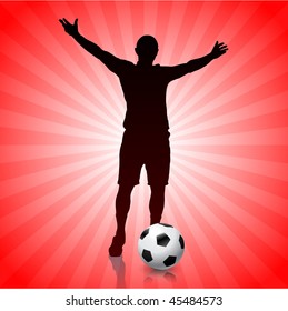 Soccer/Football Player on Glowing Red Background Original Vector Illustration