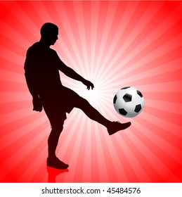 Soccer/Football Player on Glowing Red Background Original Vector Illustration