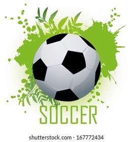 a soccer's ball with a green background and text