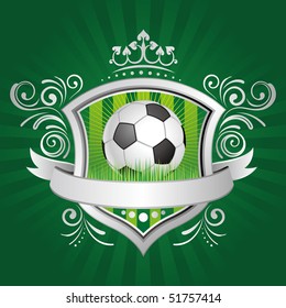 Soccer,shield,crown,green Background