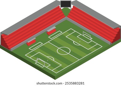 Diseño plano isométrico del campo de fútbol