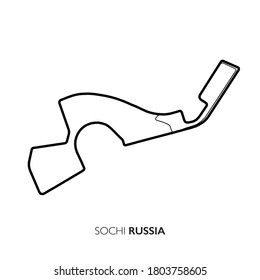 Sotschi-Schaltung, Russland. Rennstrecke Motorsport, Vektorkarte