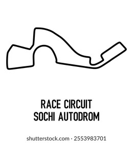 Sochi Circuit Vector. Circuit Race Track Illustration with Editable Stroke. Stock Vector.