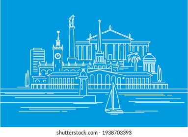 Sochi city landscape, landmark. Vector illustration