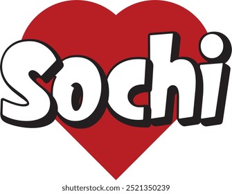 Sochi city ​​text with red heart suitable for logo or design