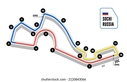 Sochi grand prix race track. circuit for motorsport and autosport. Vector illustration.