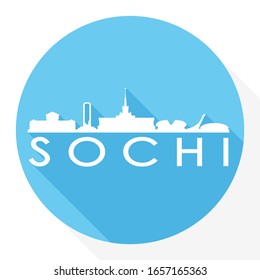 Sochi, Krasnodar Krai, Russland Flaches Symbol. Skyline Silhouette Design. City Vektorillustration Art Berühmte Gebäude.