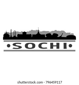 Sochi Krasnodar Krai Russia Skyline Silhouette Stamp City Design Vector Art Template