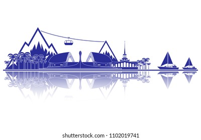 Sochi landmarks silhouette. World cup 2018.