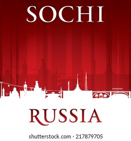 Sochi Russia city skyline silhouette. Vector illustration