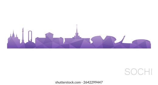 Sochi, Rússia Low Poly Skyline Clip Art City Design. Ícone De Horizonte Gráfico De Polígono Geométrico. Símbolo de Ilustração de Vetor.