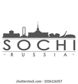 Sochi Russia Skyline Silhouette Design City Vector Art Famous Buildings.